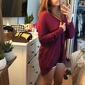 SUPER soft, thin long sleeve maroon cardigan